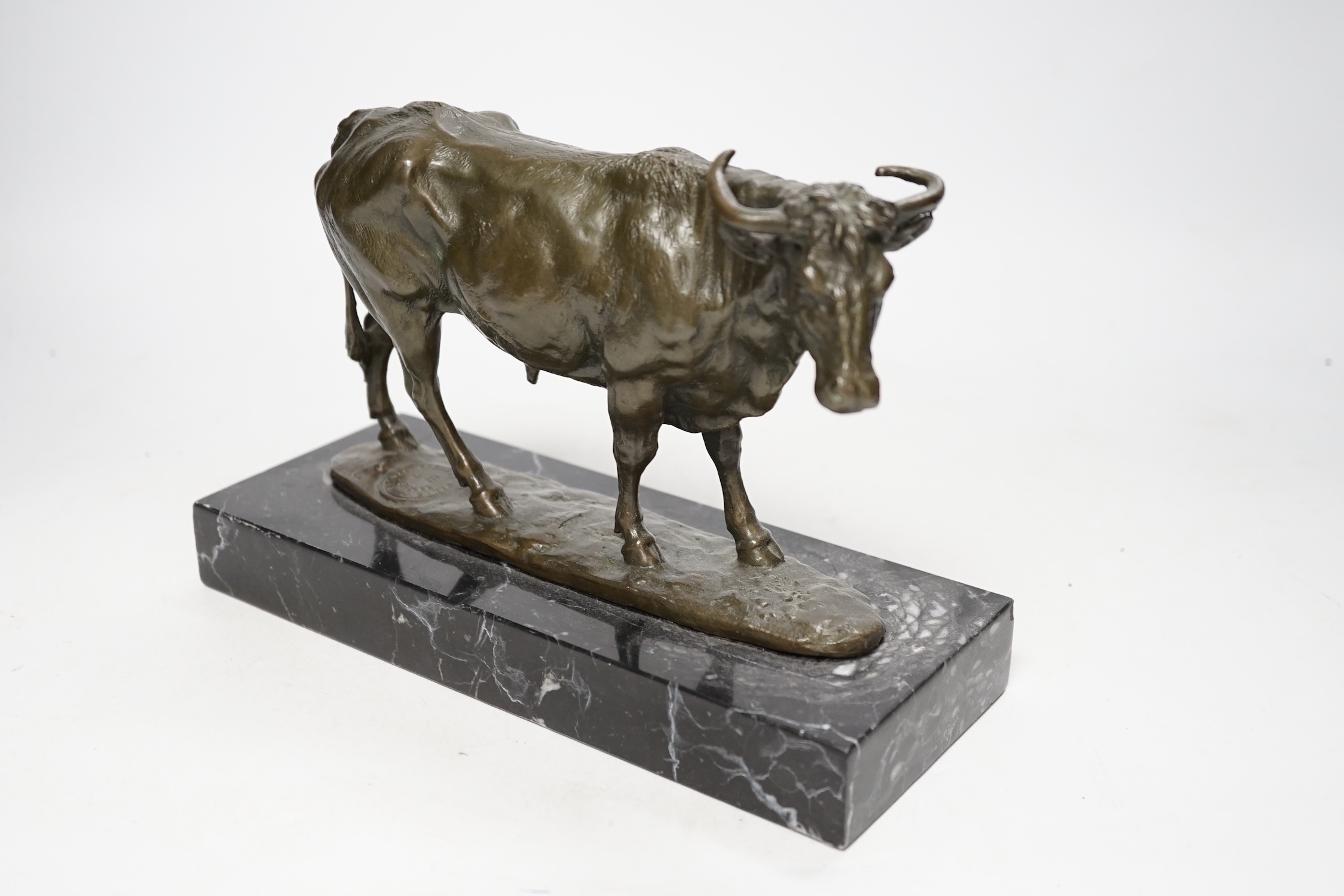 A Milo bronze of a bull, 23cm wide